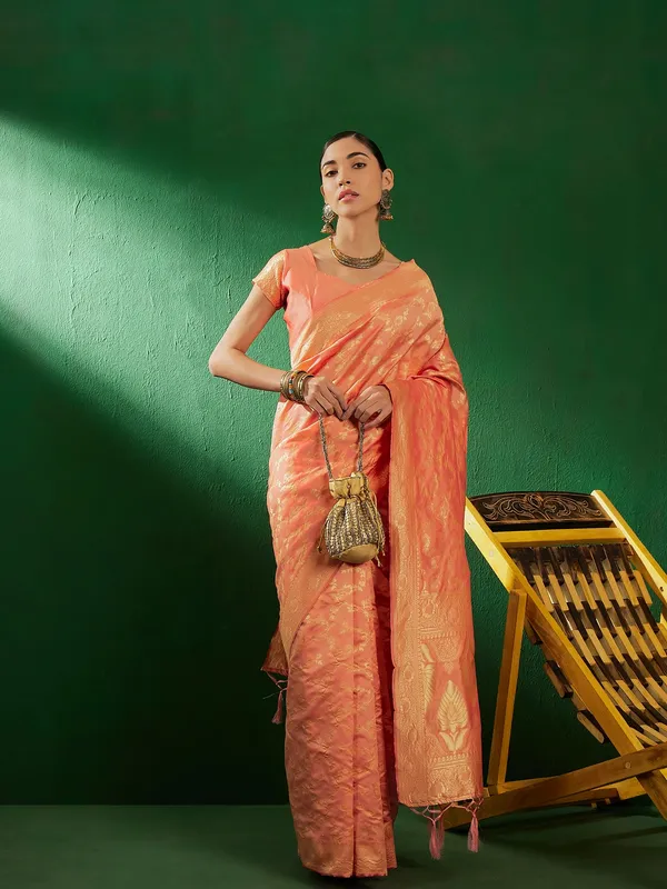 Brown_Art_Silk_Woven_Banarasi_Saree_With_Unstitched_Blouse_For_Women