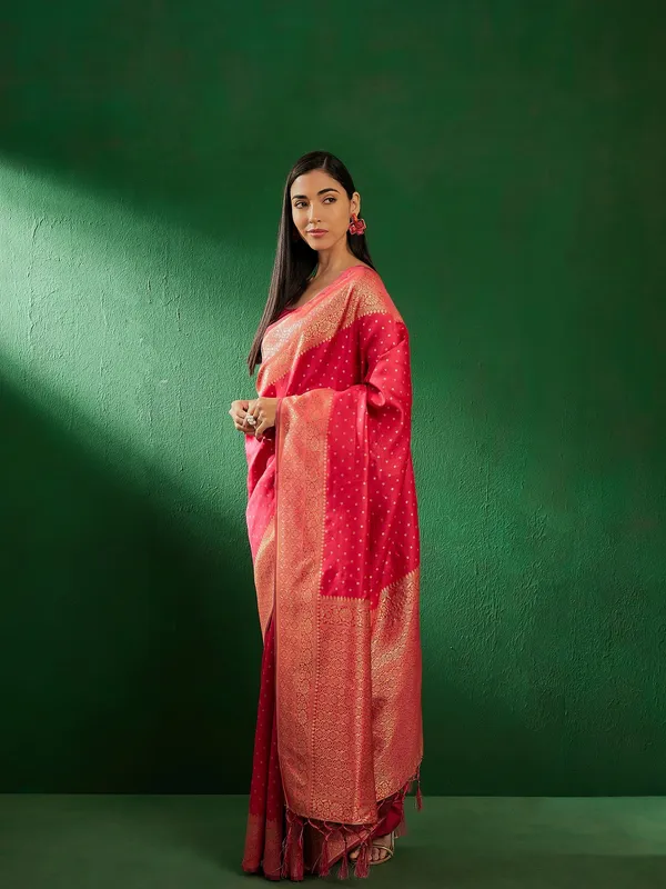 Pink_Art_Silk_Woven_Banarasi_Saree_With_Unstitched_Blouse_For_Women
