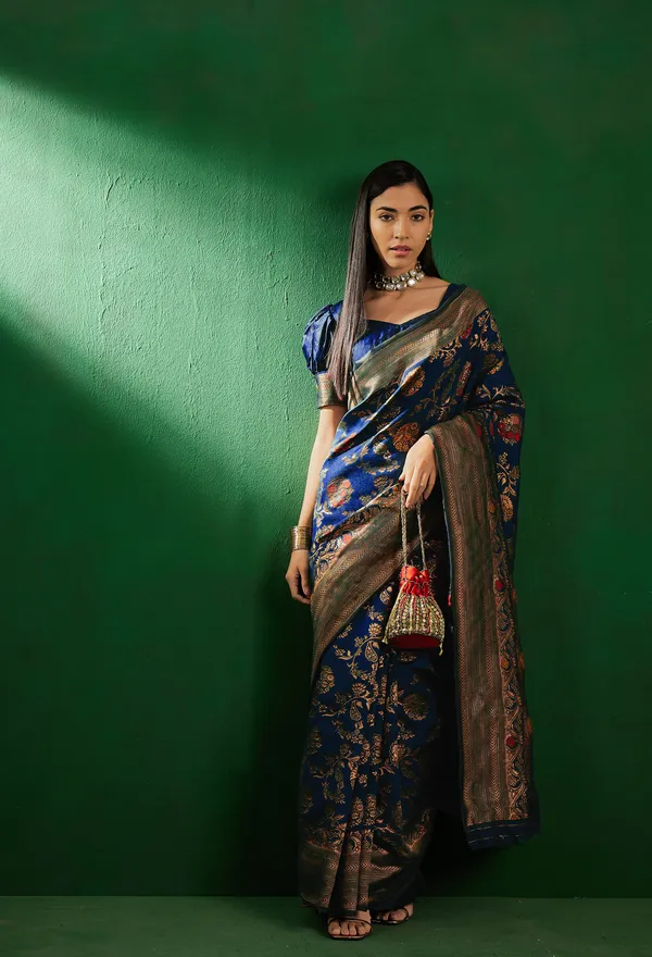Dark_Blue_Art_Silk_Woven_Banarasi_Saree_With_Unstitched_Blouse_For_Women