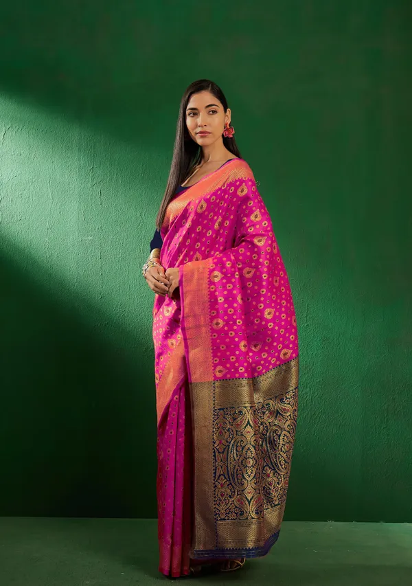 Pink_Art_Silk_Woven_Banarasi_Saree_With_Unstitched_Blouse_For_Women