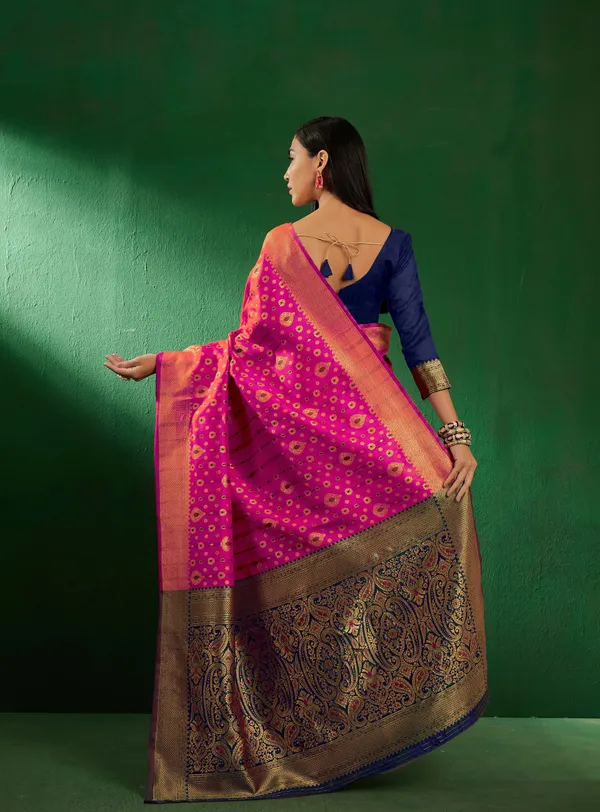 Pink_Art_Silk_Woven_Banarasi_Saree_With_Unstitched_Blouse_For_Women