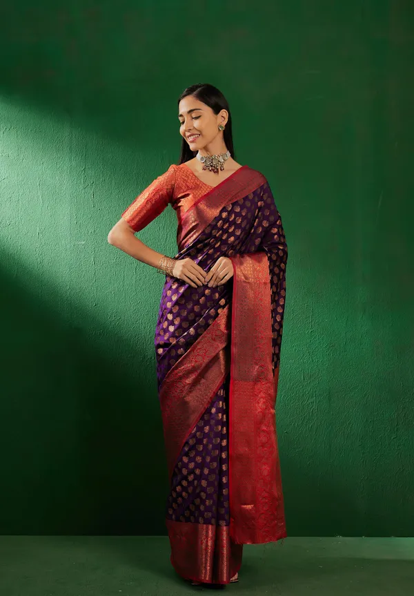 Purple_Art_Silk_Woven_Banarasi_Saree_With_Unstitched_Blouse_For_Women