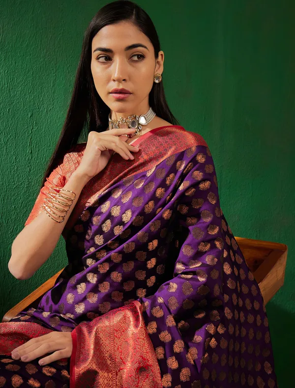 Purple_Art_Silk_Woven_Banarasi_Saree_With_Unstitched_Blouse_For_Women