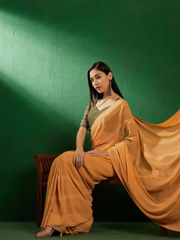 Mustard_Art_Silk_Embroidered_Banarasi_Saree_With_Unstitched_Blouse_For_Women