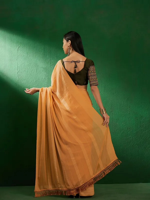 Mustard_Art_Silk_Embroidered_Banarasi_Saree_With_Unstitched_Blouse_For_Women