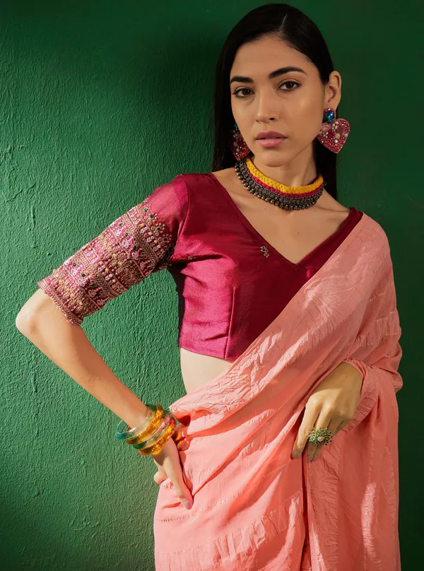 Brown_Art_Silk_Embroidered_Banarasi_Saree_With_Unstitched_Blouse_For_Women