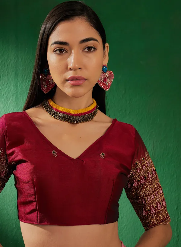 Brown_Art_Silk_Embroidered_Banarasi_Saree_With_Unstitched_Blouse_For_Women