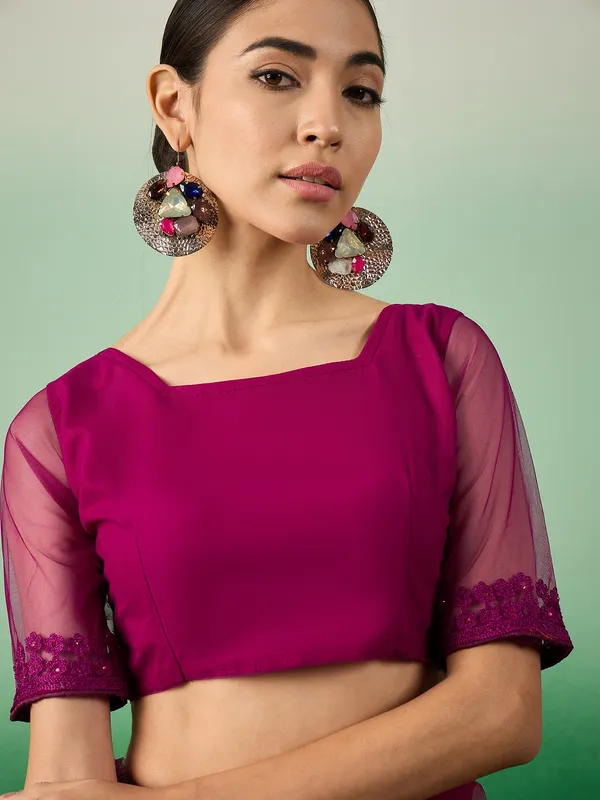 Purple_Supernet_Embroidered_Banarasi_Saree_With_Unstitched_Blouse_For_Women