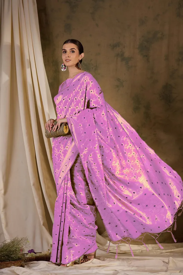 Pink_Art_Silk_Woven_Banarasi_Saree_With_Unstitched_Blouse_For_Women
