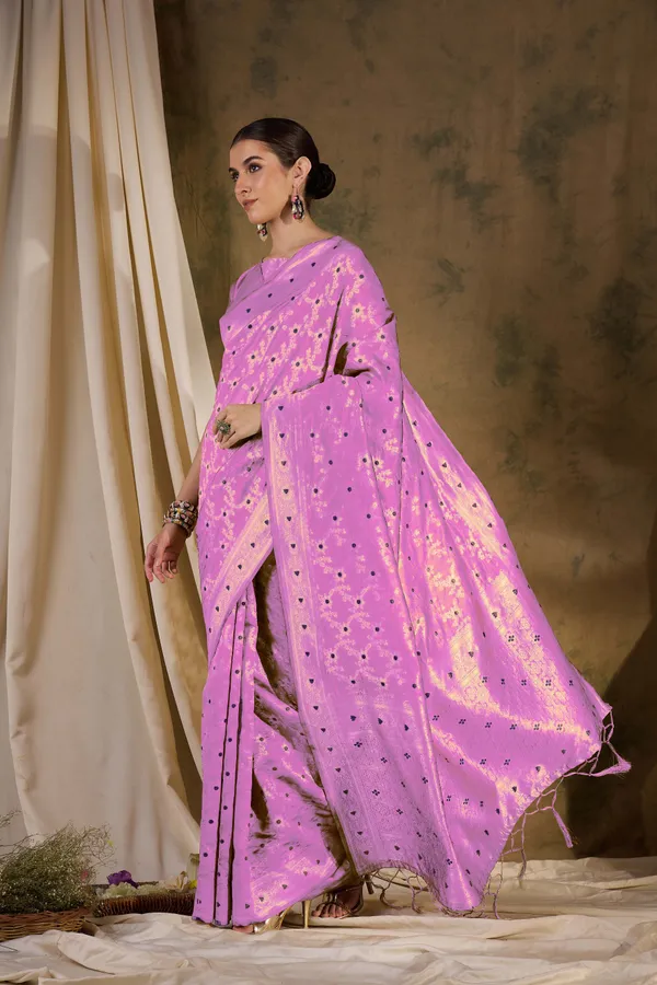 Pink_Art_Silk_Woven_Banarasi_Saree_With_Unstitched_Blouse_For_Women