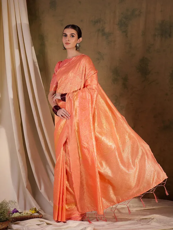 Brown_Art_Silk_Woven_Banarasi_Saree_With_Unstitched_Blouse_For_Women