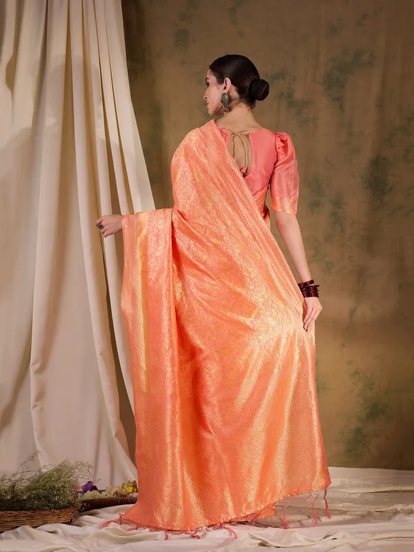 Brown_Art_Silk_Woven_Banarasi_Saree_With_Unstitched_Blouse_For_Women