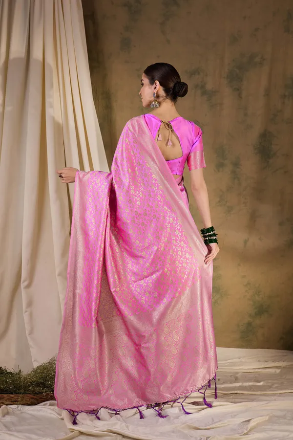 Pink_Art_Silk_Woven_Banarasi_Saree_With_Unstitched_Blouse_For_Women