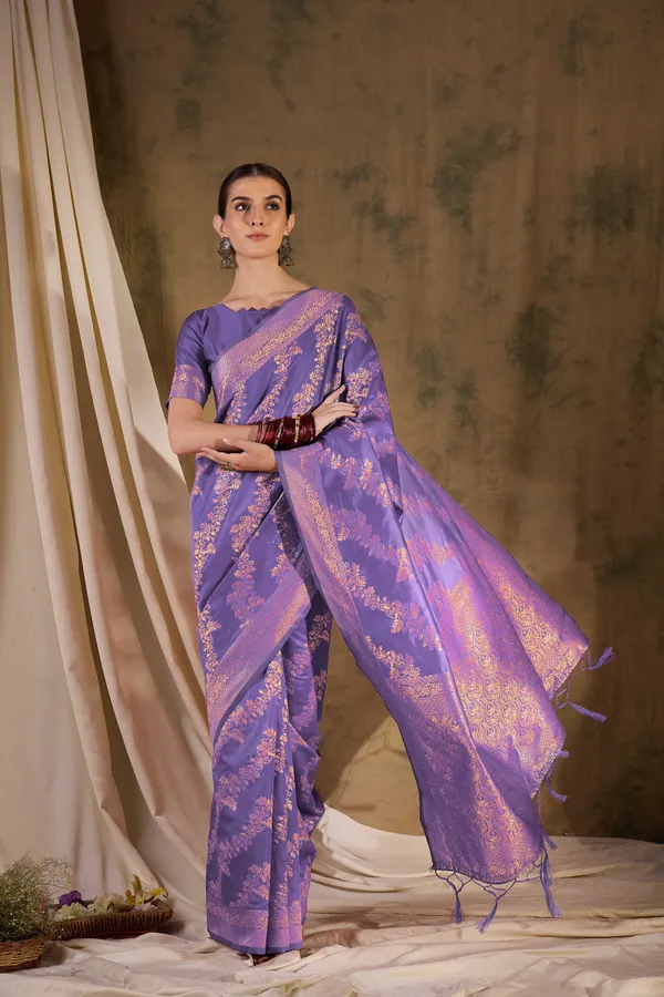 Purple_Art_Silk_Woven_Banarasi_Saree_With_Unstitched_Blouse_For_Women