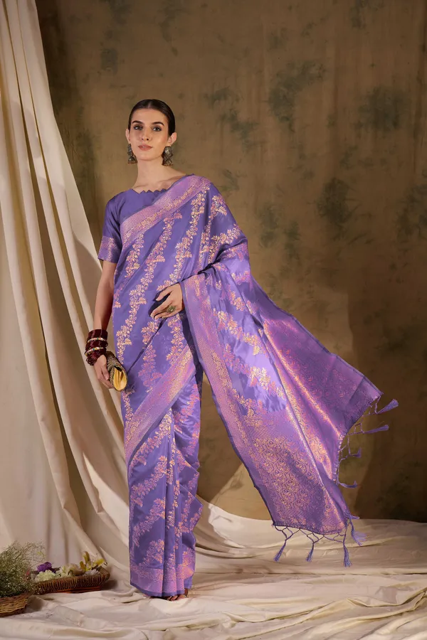 Purple_Art_Silk_Woven_Banarasi_Saree_With_Unstitched_Blouse_For_Women