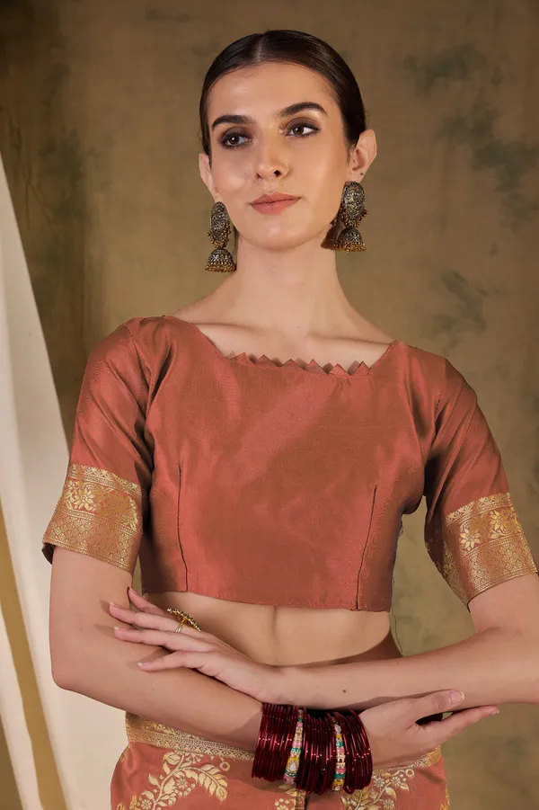 Brown_Art_Silk_Embroidered_Banarasi_Saree_With_Unstitched_Blouse_For_Women