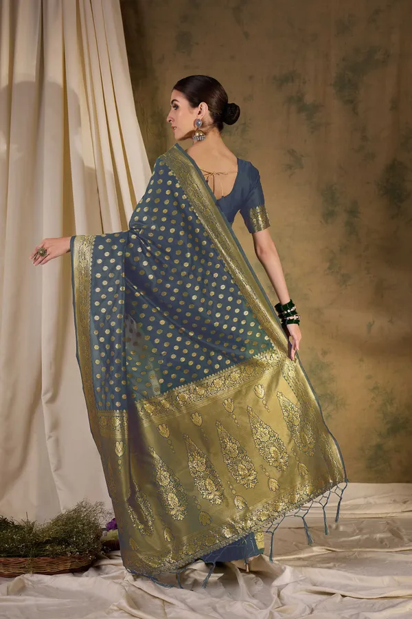 Grey_Art_Silk_Woven_Banarasi_Saree_With_Unstitched_Blouse_For_Women