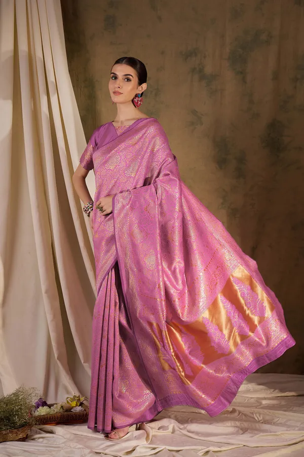 Pink_Art_Silk_Woven_Banarasi_Saree_With_Unstitched_Blouse_For_Women