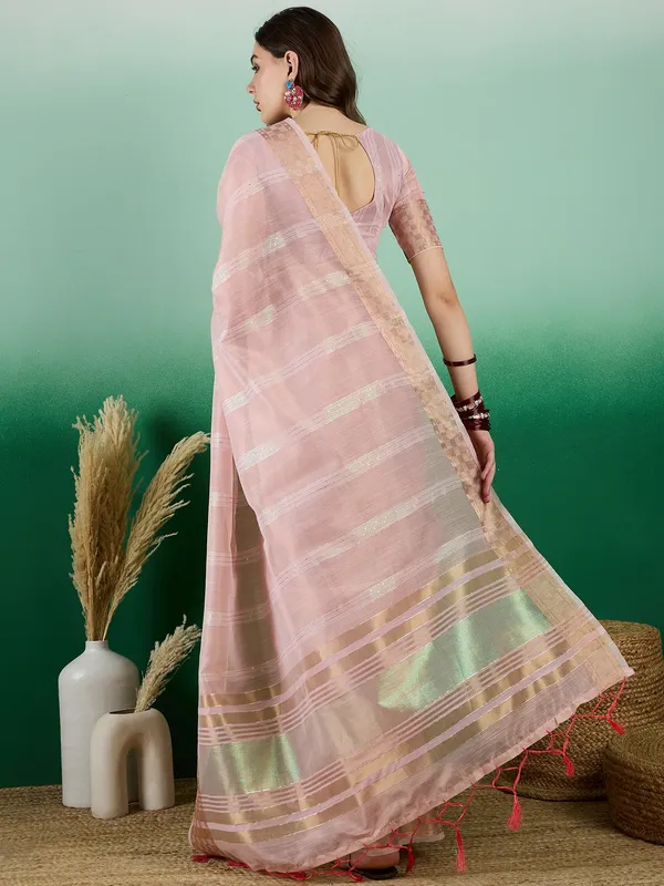Pink_Organza_Woven_Banarasi_Saree_With_Unstitched_Blouse_For_Women