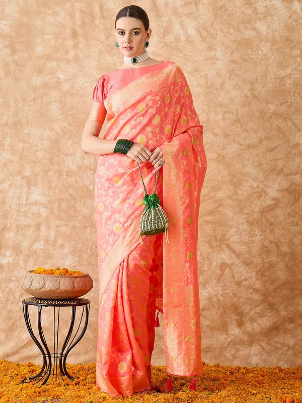 Brown_Art_Silk_Woven_Banarasi_Saree_With_Unstitched_Blouse_For_Women