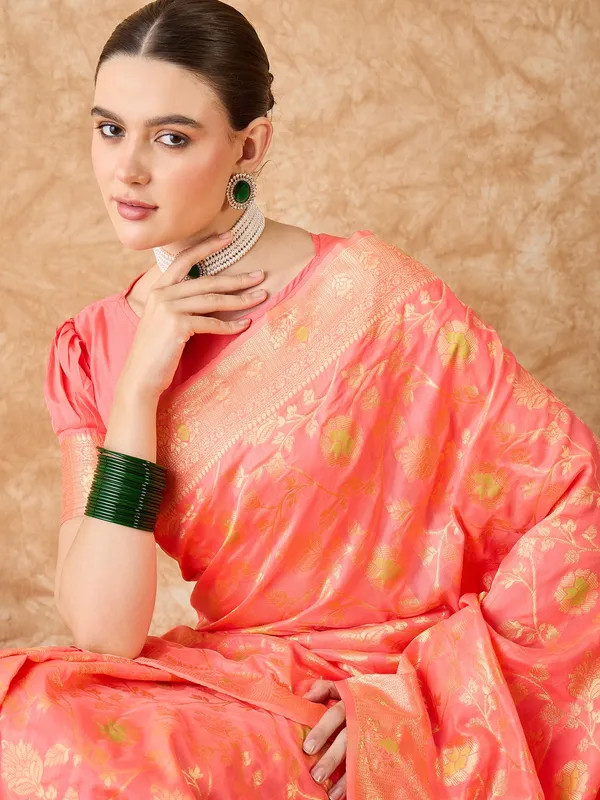 Brown_Art_Silk_Woven_Banarasi_Saree_With_Unstitched_Blouse_For_Women
