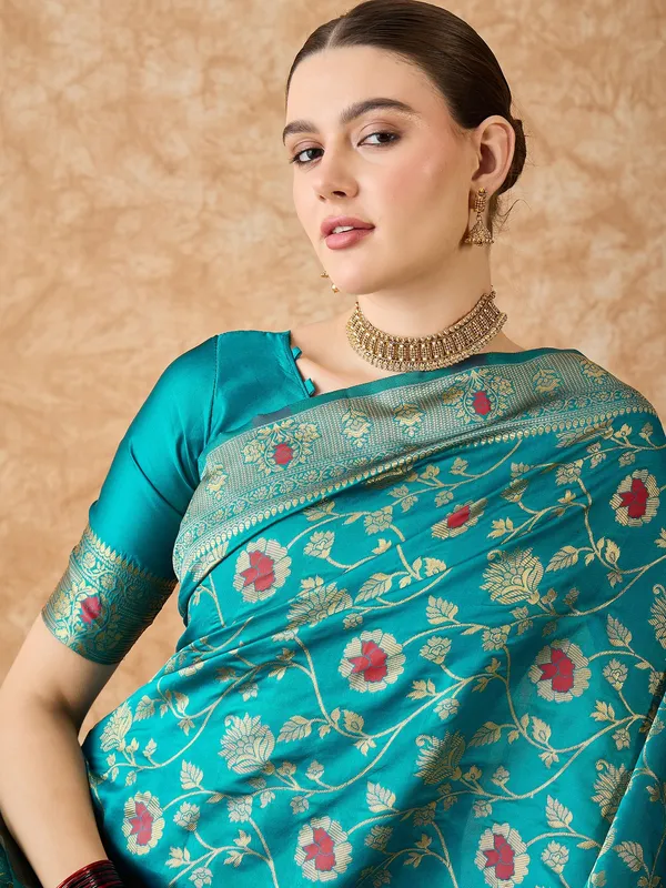Blue_Art_Silk_Woven_Banarasi_Saree_With_Unstitched_Blouse_For_Women