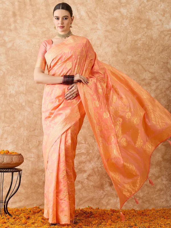 Brown_Art_Silk_Woven_Banarasi_Saree_With_Unstitched_Blouse_For_Women