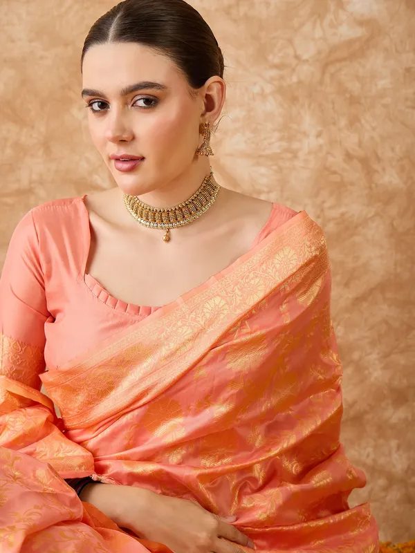 Brown_Art_Silk_Woven_Banarasi_Saree_With_Unstitched_Blouse_For_Women