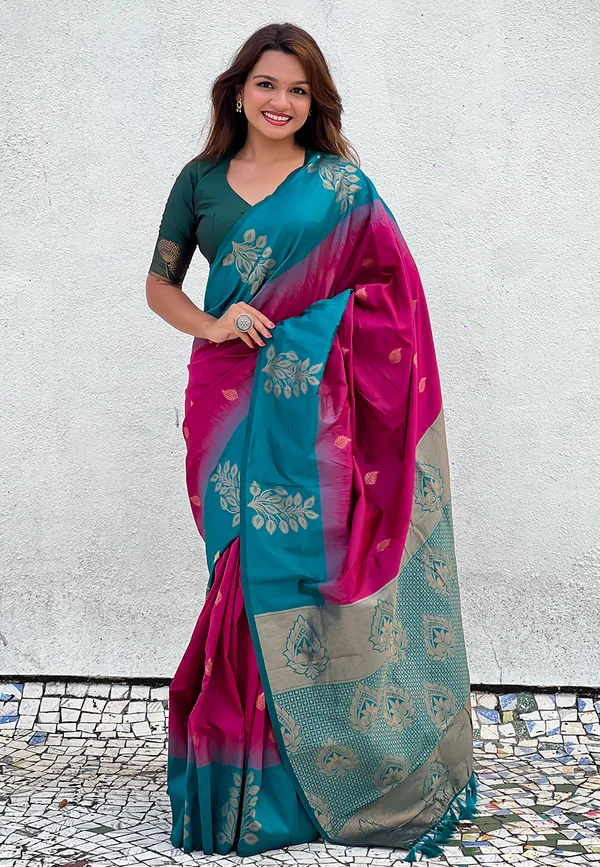 Red_Art_Silk_Self_Design_Kanjivaram_Saree_With_Unstitched_Blouse_For_Women