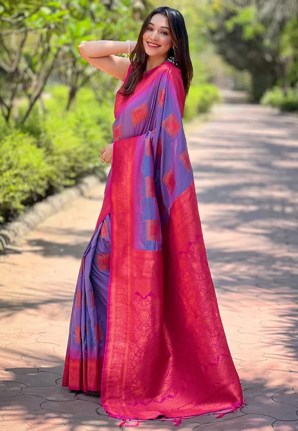 Purple_Art_Silk_Self_Design_Kanjivaram_Saree_With_Unstitched_Blouse_For_Women