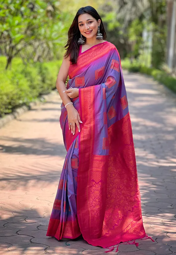 Purple_Art_Silk_Self_Design_Kanjivaram_Saree_With_Unstitched_Blouse_For_Women