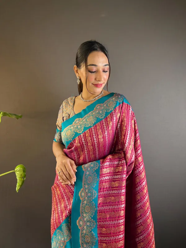 Pink_Art_Silk_Self_Design_Kanjivaram_Saree_With_Unstitched_Blouse_For_Women