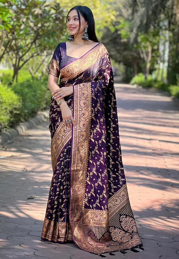 Maroon_Art_Silk_Self_Design_Banarasi_Saree_With_Unstitched_Blouse_For_Women
