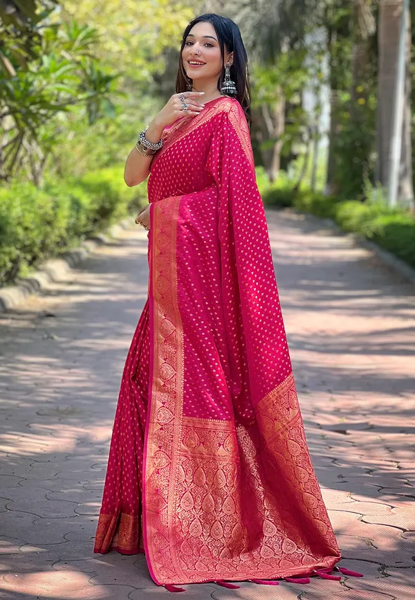 Pink_Art_Silk_Self_Design_Banarasi_Saree_With_Unstitched_Blouse_For_Women