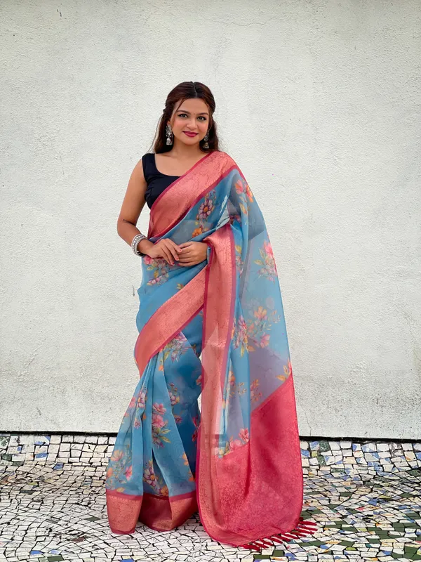 Blue_Art_Silk_Self_Design_Kanjivaram_Saree_With_Unstitched_Blouse_For_Women