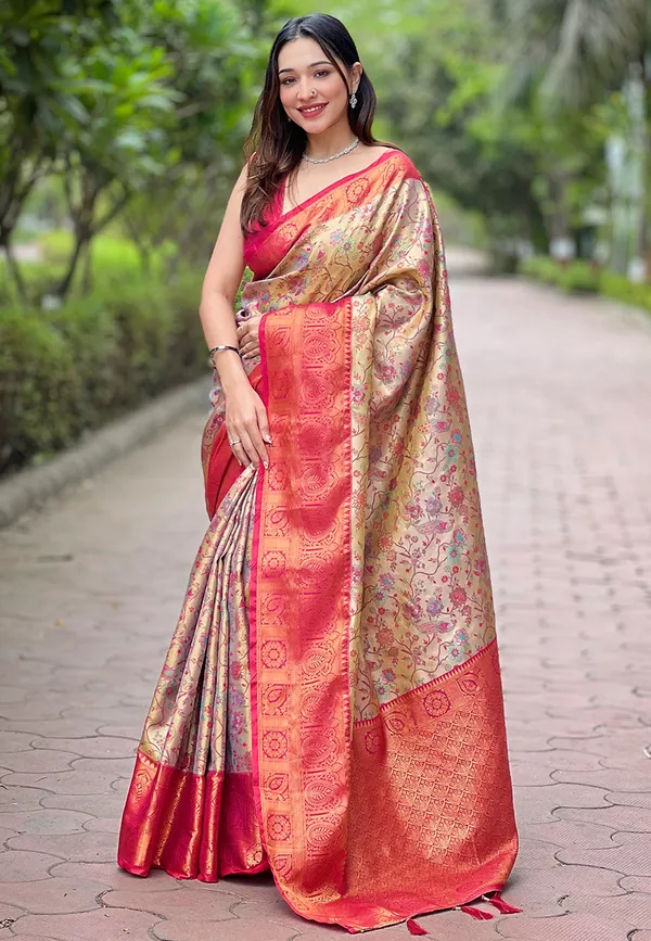 Pink_Art_Silk_Self_Design_Dharmavaram_Saree_With_Unstitched_Blouse_For_Women