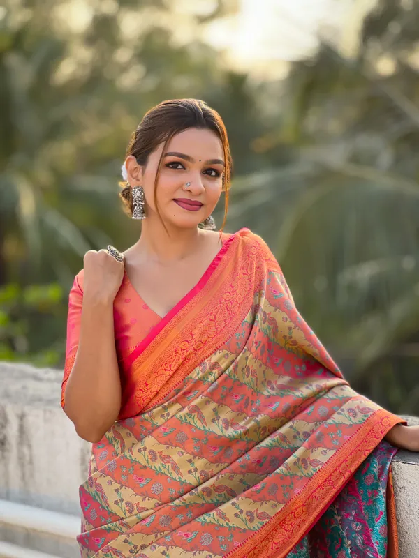 Pink_Art_Silk_Self_Design_Dharmavaram_Saree_With_Unstitched_Blouse_For_Women