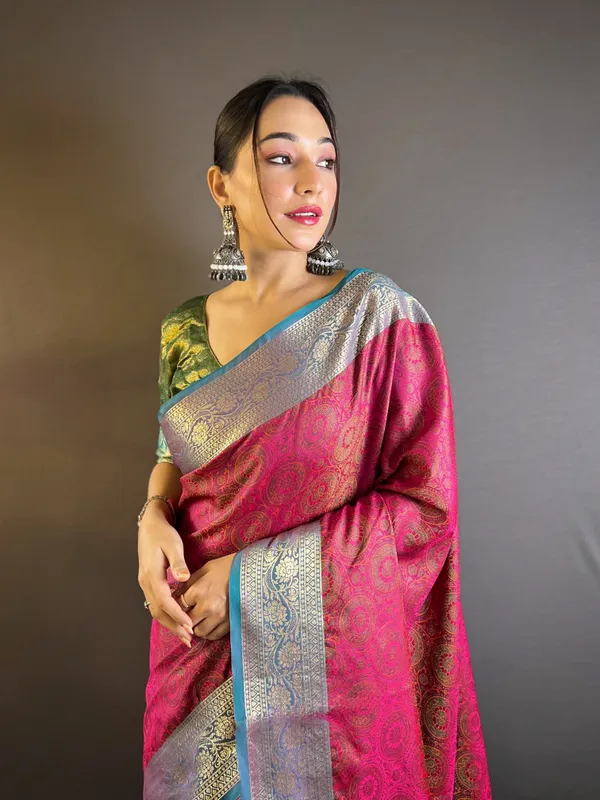Pink_Art_Silk_Self_Design_Kanjivaram_Saree_With_Unstitched_Blouse_For_Women