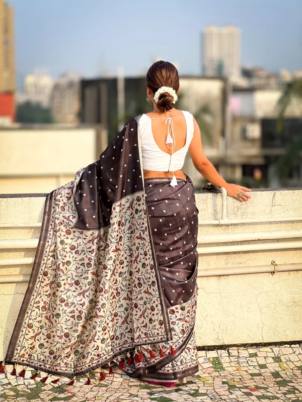 Black_Art_Silk_Self_Design_Kanjivaram_Saree_With_Unstitched_Blouse_For_Women