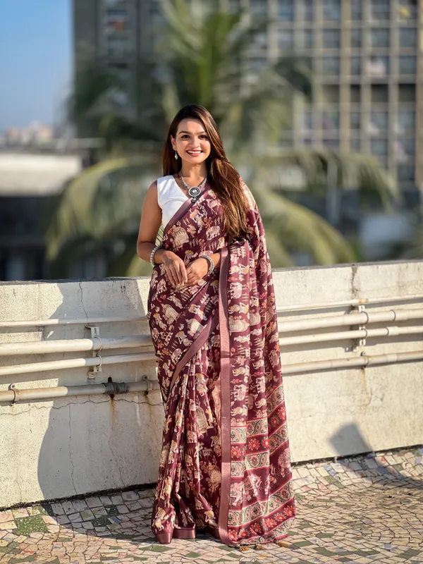 Maroon_Art_Silk_Self_Design_Kanjivaram_Saree_With_Unstitched_Blouse_For_Women