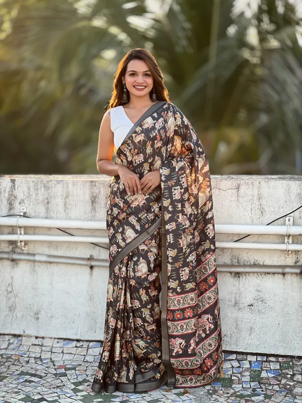Black_Art_Silk_Self_Design_Kanjivaram_Saree_With_Unstitched_Blouse_For_Women