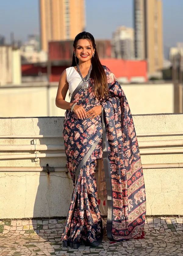 Dark_Blue_Art_Silk_Self_Design_Kanjivaram_Saree_With_Unstitched_Blouse_For_Women