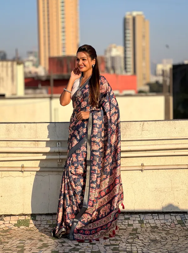 Dark_Blue_Art_Silk_Self_Design_Kanjivaram_Saree_With_Unstitched_Blouse_For_Women