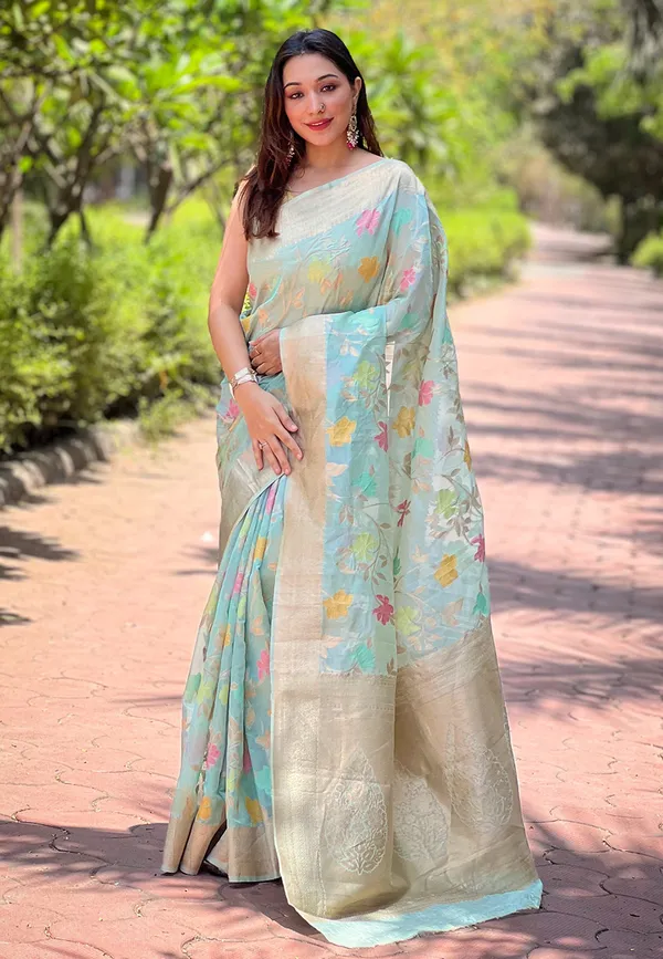 Blue_Art_Silk_Self_Design_Kanjivaram_Saree_With_Unstitched_Blouse_For_Women