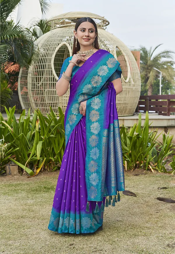 Purple_Art_Silk_Self_Design_Kanjivaram_Saree_With_Unstitched_Blouse_For_Women
