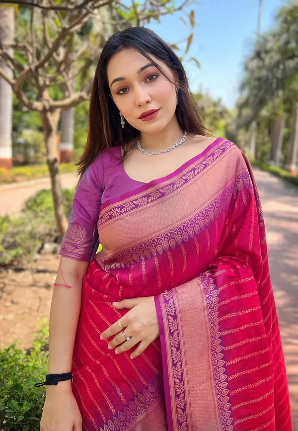 Pink_Art_Silk_Self_Design_Kanjivaram_Saree_With_Unstitched_Blouse_For_Women