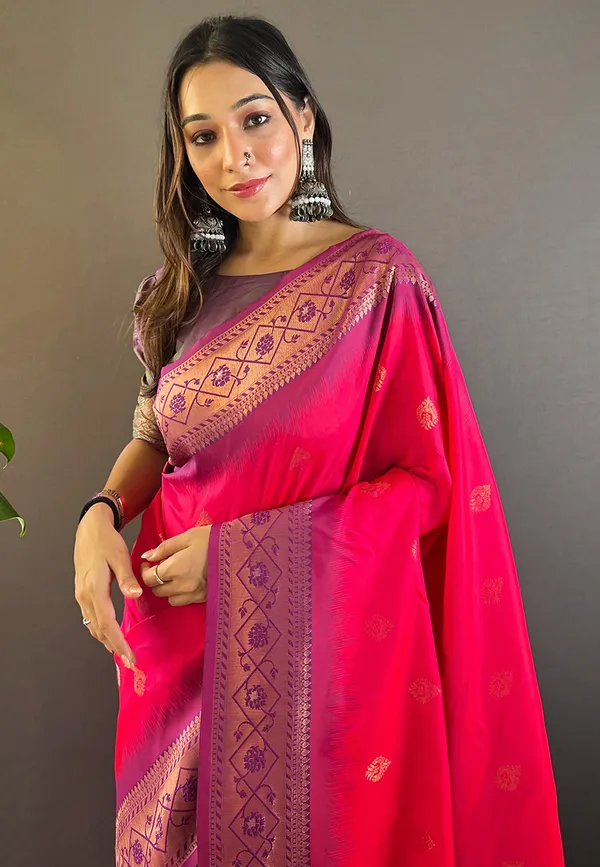 Pink_Art_Silk_Self_Design_Kanjivaram_Saree_With_Unstitched_Blouse_For_Women