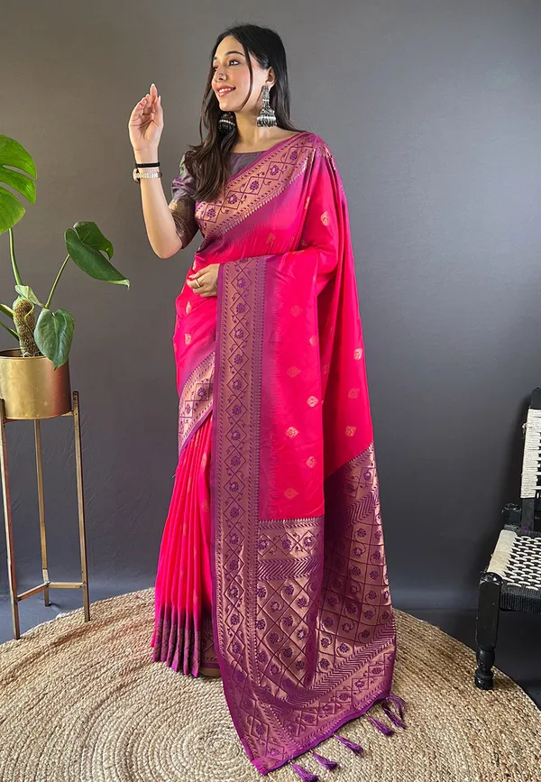 Pink_Art_Silk_Self_Design_Kanjivaram_Saree_With_Unstitched_Blouse_For_Women