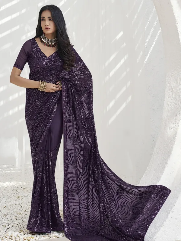 Purple_Georgette_Embellished_Bollywood_Saree_With_Unstitched_Blouse_For_Women