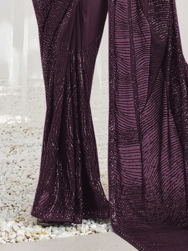 Maroon_Georgette_Embellished_Bollywood_Saree_With_Unstitched_Blouse_For_Women